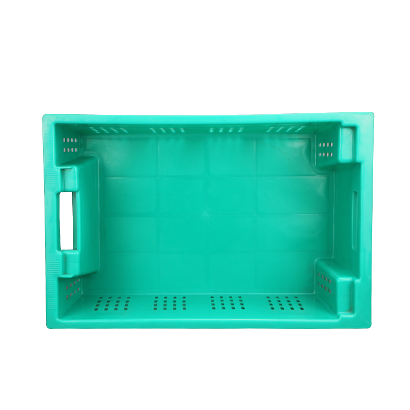 600*400*200 mm plastic meat crate solid base, vented wall 