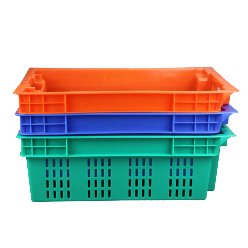 600*400*200 mm plastic meat crate solid base, vented wall 