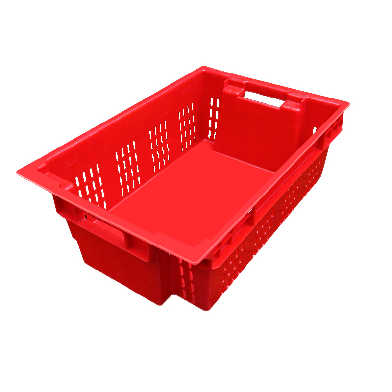 600*400*200 mm plastic meat crate solid base, vented wall 